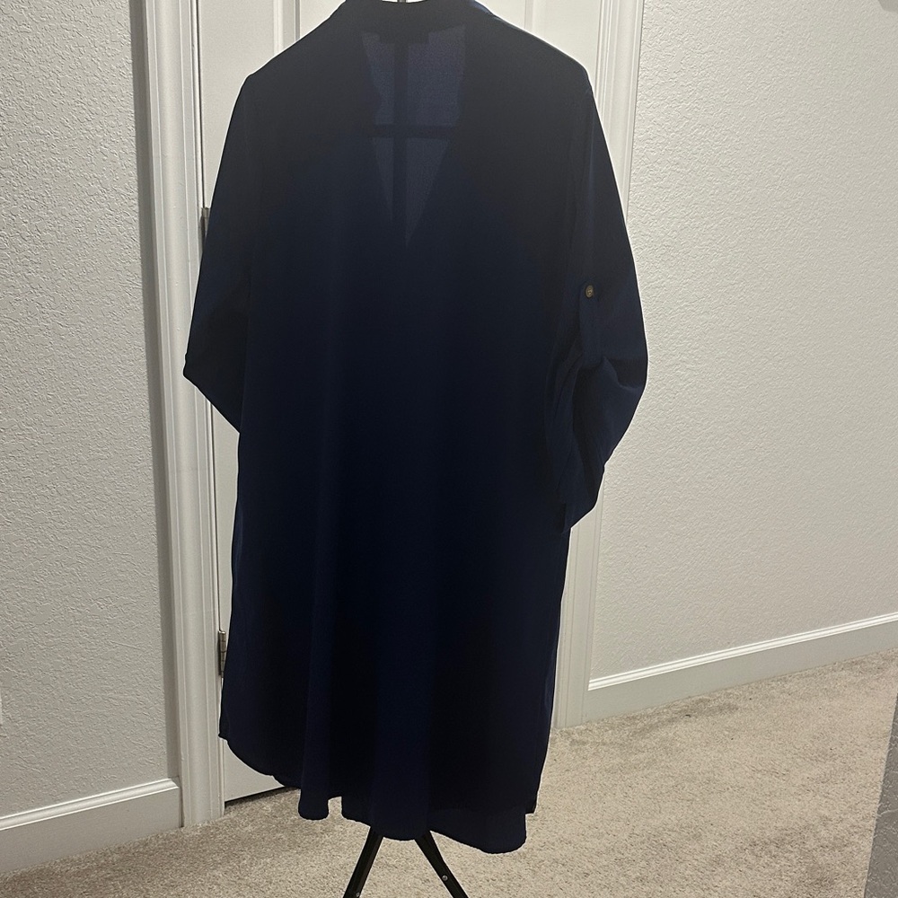 Speed Control New York Chic Navy Button Down Shirt Dress - Picture 3 of 4